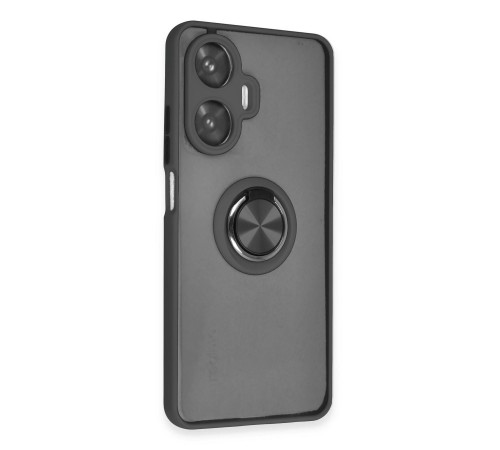 Realme C55 Kılıf Montreal Yüzüklü Silikon Kapak - Siyah