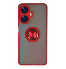 Realme C55 Kılıf Montreal Yüzüklü Silikon Kapak - Kırmızı