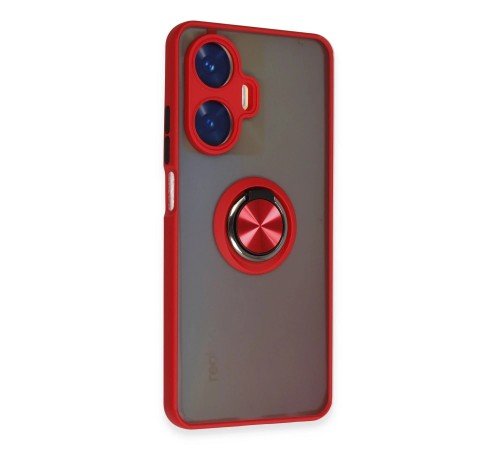 Realme C55 Kılıf Montreal Yüzüklü Silikon Kapak - Kırmızı