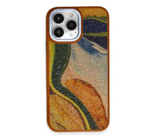 iPhone 13 Pro Kılıf Moda Simli Kapak - Kahverengi iPhone 13 Pro Kılıf Moda Simli Kapak - Kahverengi