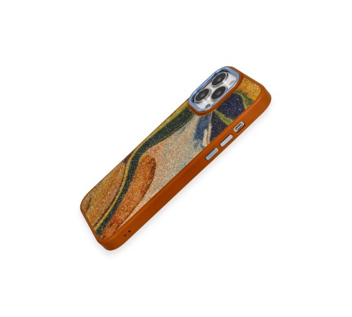 iPhone 13 Pro Kılıf Moda Simli Kapak - Kahverengi iPhone 13 Pro Kılıf Moda Simli Kapak - Kahverengi