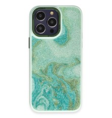 iPhone 13 Pro Kılıf Moda Simli Kapak - Yeşil