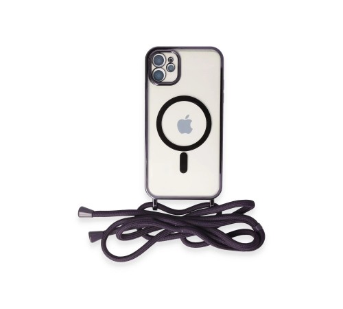 iPhone 11 Kılıf Divo Lazer Askılı Magsafe Kapak - Derin Mor iPhone 11 Kılıf Divo Lazer Askılı Magsafe Kapak - Derin Mor