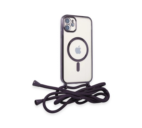 iPhone 11 Kılıf Divo Lazer Askılı Magsafe Kapak - Derin Mor iPhone 11 Kılıf Divo Lazer Askılı Magsafe Kapak - Derin Mor