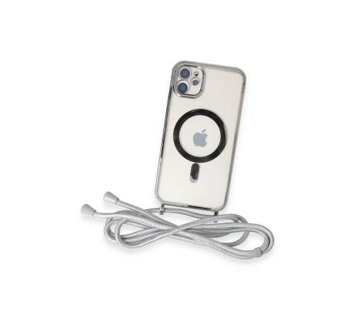 iPhone 11 Kılıf Divo Lazer Askılı Magsafe Kapak - Gümüş iPhone 11 Kılıf Divo Lazer Askılı Magsafe Kapak - Gümüş