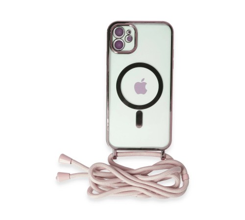 iPhone 11 Kılıf Divo Lazer Askılı Magsafe Kapak - Pembe iPhone 11 Kılıf Divo Lazer Askılı Magsafe Kapak - Pembe