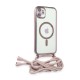 iPhone 11 Kılıf Divo Lazer Askılı Magsafe Kapak - Pembe