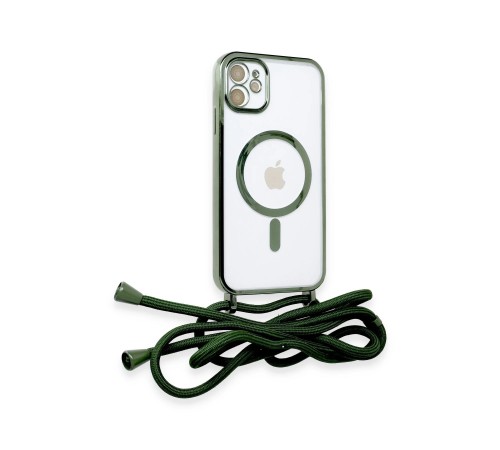 iPhone 11 Kılıf Divo Lazer Askılı Magsafe Kapak - Koyu Yeşil iPhone 11 Kılıf Divo Lazer Askılı Magsafe Kapak - Koyu Yeşil
