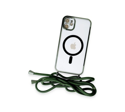 iPhone 11 Kılıf Divo Lazer Askılı Magsafe Kapak - Koyu Yeşil iPhone 11 Kılıf Divo Lazer Askılı Magsafe Kapak - Koyu Yeşil