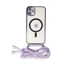 iPhone 11 Kılıf Divo Lazer Askılı Magsafe Kapak - Lila