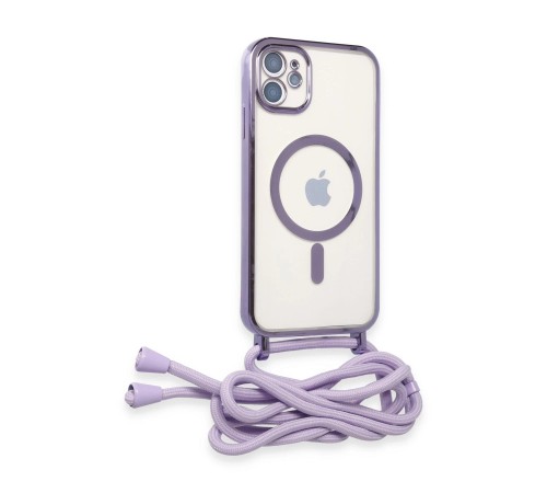 iPhone 11 Kılıf Divo Lazer Askılı Magsafe Kapak - Lila iPhone 11 Kılıf Divo Lazer Askılı Magsafe Kapak - Lila