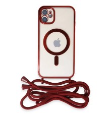 iPhone 11 Kılıf Divo Lazer Askılı Magsafe Kapak - Kırmızı