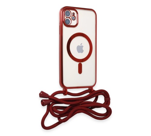 iPhone 11 Kılıf Divo Lazer Askılı Magsafe Kapak - Kırmızı iPhone 11 Kılıf Divo Lazer Askılı Magsafe Kapak - Kırmızı