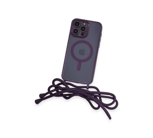iPhone 13 Pro Max Kılıf Divo Lazer Askılı Magsafe Kapak - Derin Mor iPhone 13 Pro Max Kılıf Divo Lazer Askılı Magsafe Kapak - Derin Mor