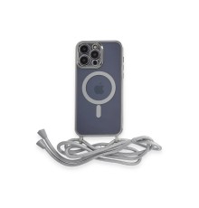 iPhone 13 Pro Max Kılıf Divo Lazer Askılı Magsafe Kapak - Gümüş