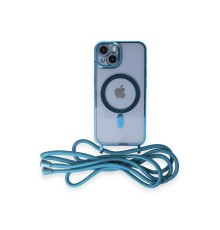 iPhone 14 Kılıf Divo Lazer Askılı Magsafe Kapak - Sierra Blue