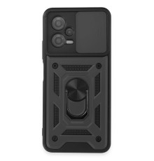 Xiaomi Redmi Note 12 5G Kılıf Pars Lens Yüzüklü Silikon - Siyah