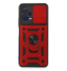 Xiaomi Redmi Note 12 5G Kılıf Pars Lens Yüzüklü Silikon - Kırmızı
