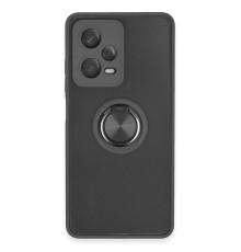 Xiaomi Redmi Note 12 5G Kılıf Montreal Yüzüklü Silikon Kapak - Siyah