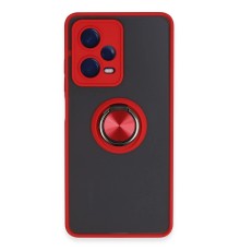 Xiaomi Redmi Note 12 5G Kılıf Montreal Yüzüklü Silikon Kapak - Kırmızı