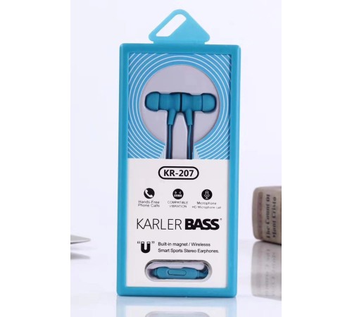 Karler Bass KR-207 Mıknatıslı Kablolu Kulaklık - Mavi Karler Bass KR-207 Mıknatıslı Kablolu Kulaklık - Mavi