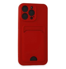 iPhone 15 Pro Kılıf Kelvin Kartvizitli Silikon - Kırmızı