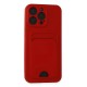 iPhone 15 Pro Kılıf Kelvin Kartvizitli Silikon - Kırmızı