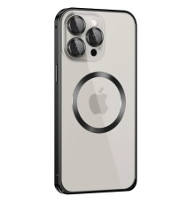 iPhone 15 Pro Max Kılıf Metal Bumper Magneticsafe Kapak - Siyah