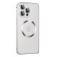 iPhone 15 Pro Max Kılıf Metal Bumper Magneticsafe Kapak - Gümüş
