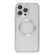 iPhone 15 Pro Max Kılıf Metal Bumper Magneticsafe Kapak - Gümüş