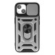 iPhone 15 Kılıf Pars Lens Yüzüklü Silikon - Gümüş
