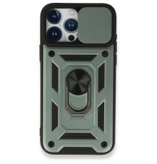 iPhone 15 Pro Kılıf Pars Lens Yüzüklü Silikon - Yeşil