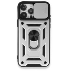 iPhone 15 Pro Kılıf Pars Lens Yüzüklü Silikon - Gümüş