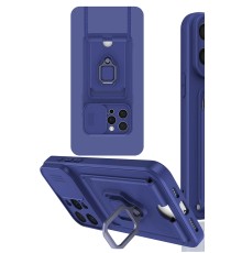 iPhone 15 Pro Kılıf Zuma Kartvizitli Yüzüklü Silikon - Lacivert