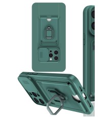 iPhone 15 Pro Kılıf Zuma Kartvizitli Yüzüklü Silikon - Yeşil