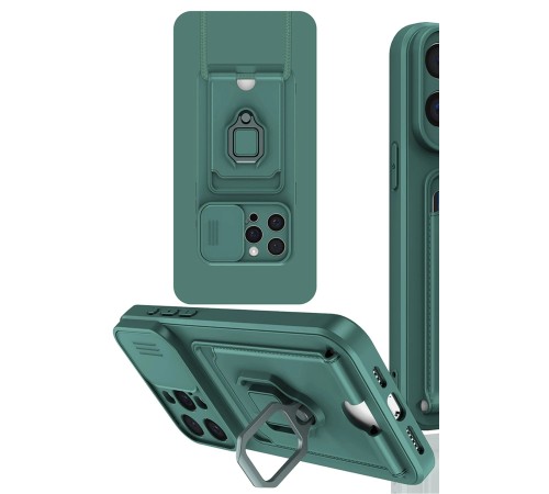 iPhone 15 Pro Kılıf Zuma Kartvizitli Yüzüklü Silikon - Yeşil iPhone 15 Pro Kılıf Zuma Kartvizitli Yüzüklü Silikon - Yeşil
