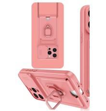 iPhone 15 Pro Kılıf Zuma Kartvizitli Yüzüklü Silikon - Pembe