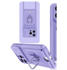 iPhone 15 Pro Max Kılıf Zuma Kartvizitli Yüzüklü Silikon - Lila