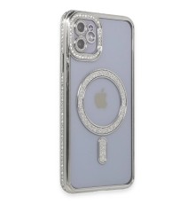 iPhone 11 Kılıf Joke Simli Magneticsafe Kılıf - Gümüş
