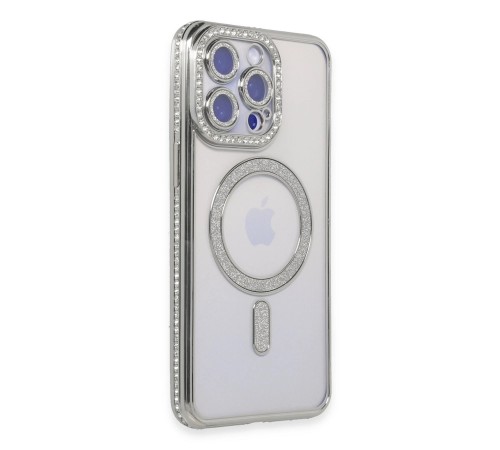 iPhone 14 Pro Kılıf Joke Simli Magneticsafe Kılıf - Gümüş