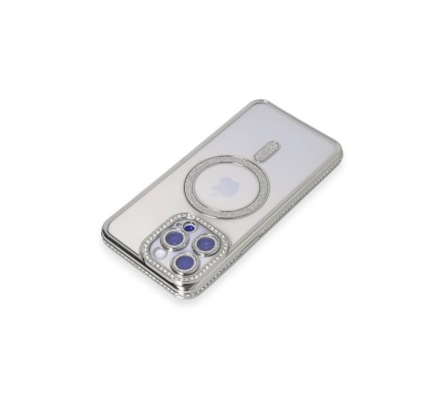 iPhone 14 Pro Kılıf Joke Simli Magneticsafe Kılıf - Gümüş