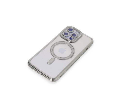 iPhone 14 Pro Kılıf Joke Simli Magneticsafe Kılıf - Gümüş