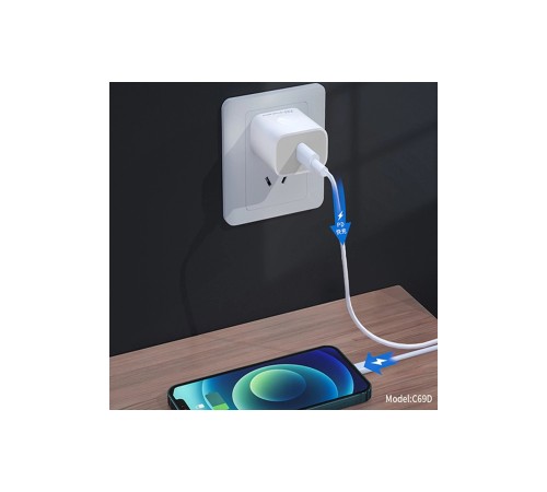Konfulon C69D 20W + DC13 1M 20W Type-C to Lightning Kablolu PD Şarj Cihazı Konfulon C69D 20W + DC13 1M 20W Type-C to Lightning Kablolu PD Şarj Cihazı