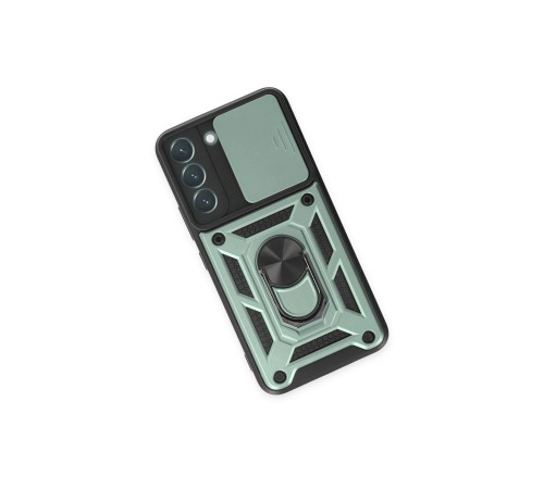 Samsung Galaxy S23 Kılıf Pars Lens Yüzüklü Silikon - Yeşil