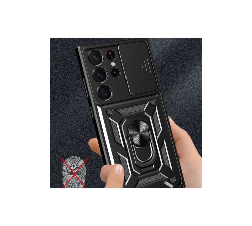 Samsung Galaxy S23 Ultra Kılıf Pars Lens Yüzüklü Silikon - Kırmızı