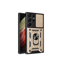 Samsung Galaxy S23 Ultra Kılıf Pars Lens Yüzüklü Silikon - Gold