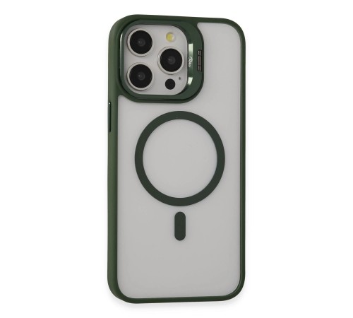 iPhone 15 Pro Max Kılıf Roblox Lens Magsafe Standlı Kapak - Koyu Yeşil