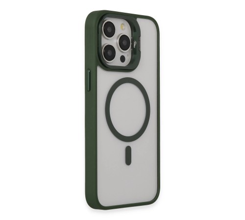 iPhone 15 Pro Max Kılıf Roblox Lens Magsafe Standlı Kapak - Koyu Yeşil