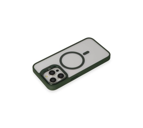 iPhone 15 Pro Max Kılıf Roblox Lens Magsafe Standlı Kapak - Koyu Yeşil