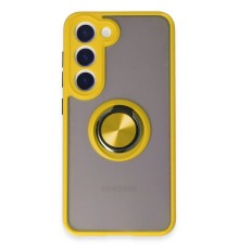 Samsung Galaxy S23 Kılıf Montreal Yüzüklü Silikon Kapak - Sarı